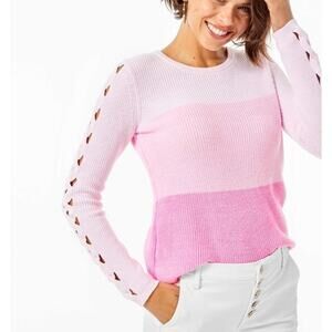 Lilly Pulitzer Cortina Sweater Small Pink Marled Ombre Cutout Long Sleeve